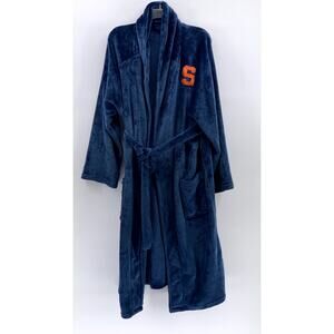 DAVID ARCHY Men's Blue Fleece Embroidered Robe SZ L/XL